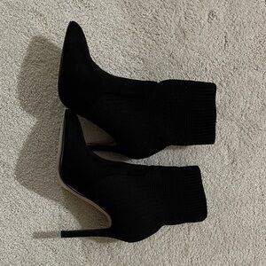 Catherine Malandrino Black Knit Sock Stiletto Ankle Boots